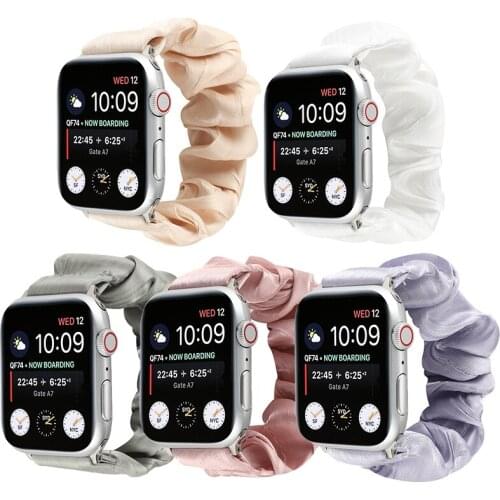 Elastic Band for Apple Watch iwatch 6 5 4 3 2 1 SE 38mm 42mm 40mm 44mm Women Girls Satin Hair Scrunchie Strap Bracelet Watchband