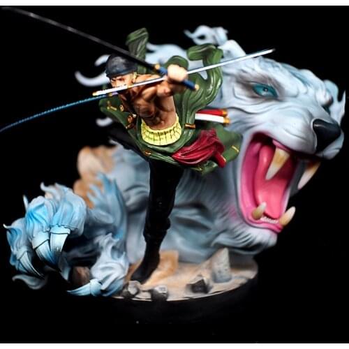 Anime One Piece GK Roronoa Zoro Figurine hunting tiger GK PVC Figurine Statue Collectible Model Kids Toys Doll 23cm