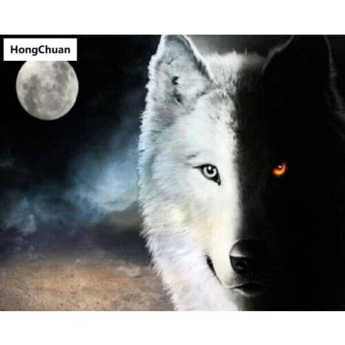 Wolf Animal 5D DIY Square/Round Diamond Painting Mosaic Mural Cross Embroidery Handicraft Home Decoration Christmas Gift