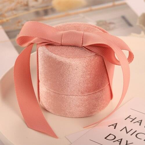 Ring For Box Jewelry Box Packaging Box in pink Velvet Bowknot for Ring Pendant Display For Woman Gift Earrings Packaging