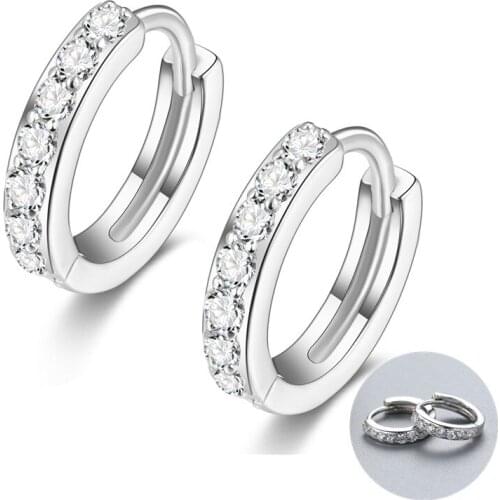 Round Shape 925 Sterling Silver Cubic Zirconia Hoop Earrings For Women Men Gift Daily Fashionable Hottest CZ