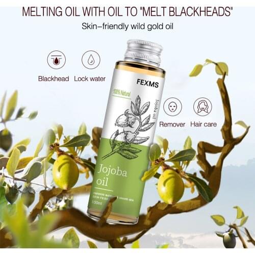 Jojoba Oil By FEXMS, Pure Cold Pressed Natural Unrefined Moisturizer For Skin Hair Body And Nails