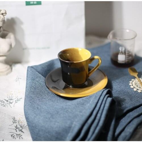 Mini Cafe Cup Italian Small Ceramic Cup and Dish Set Extra Thick Cup Exquisite turkish coffee cups cute cup coffee cup set
