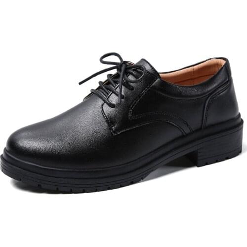 Fashion black leather shoes ladies lace up flat shoes fashion casual shoes ladies shoes