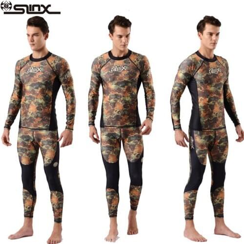 Men Camo Sun UV Protection Long Sleeve Basic Skins Tees Lycra Swimwear Rash Guard Male Printed Diving Tops Trousers Bathing Suit