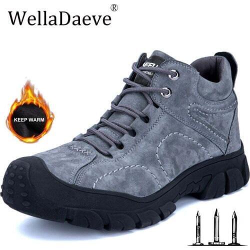 Men Winter Warm Velvet Steel Toe Safety Shoes Ultra-light Soft Bottom Sneaker Puncture Proof Waterproof Construction Work Boots