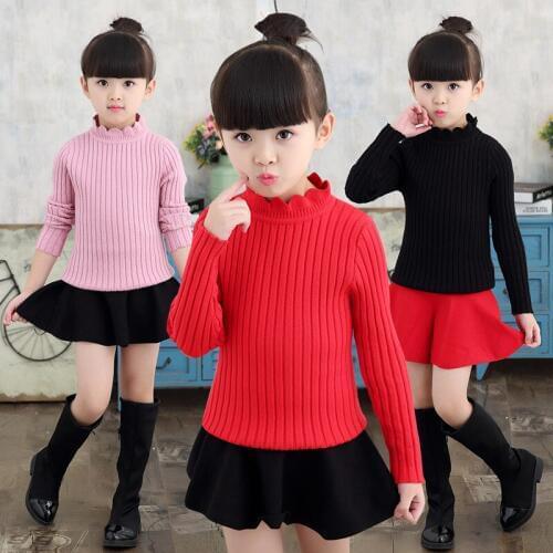 Child 2017 New Girls Winter Sweater Fashion Korean All-match Sweater Padded Collar Sweater