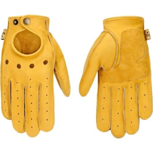 2021 New Retro Motorcycle Gloves Goatskin Leather Full Half Finger Breathable Design Reinforced Palm Patch Ventilated