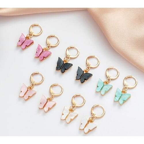 ORZTOON New Retro Color Butterfly Earrings For Women Minimalist Pendant Cute Earrings Fashion Jewelry Wedding Gifts For Guests