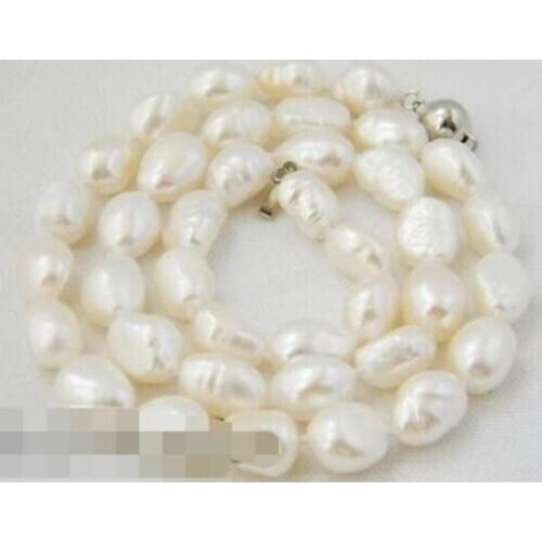 18'' 9mm white baroque freshwater pearl necklace