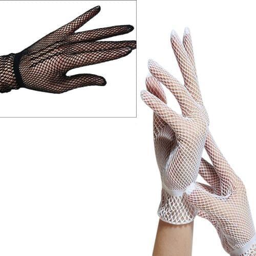 Women Sexy Hollow Out Fishnet Full Fingered Gloves Wrist Length Elastic Sunscreen Mittens Party Costume