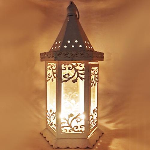 Candle Holder Cream Colour Middle East Design Metal Glass Material Wrought Iron