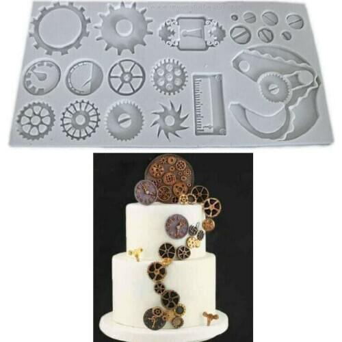 Industrial Steampunk Gear Silicone Molds Cog Wheel Clock Fondant Cady Chocolate Mould DIY Cake Decorating Tools Kitchen Gadgets