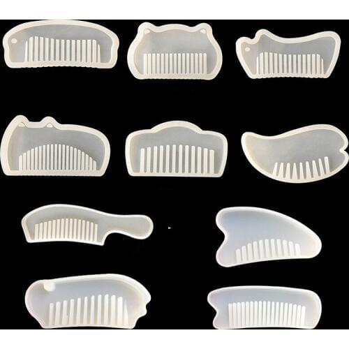 2019 New Fashion 10 Style Combs Mirrors Craft DIY Transparent UV Resin Liquid Silicone Combination Molds for Making Jewelry