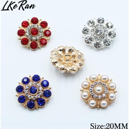 New 10Pcs 20MM Diamond Rhinestone Buttons Alloy Shank Base For DIY Sewing Accessories Handcraft Wedding Decorations