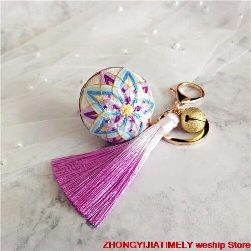 Purple blueTemari hand ball/Temari ball Material package(make by yourself) DIY Key buckle Pendant gift