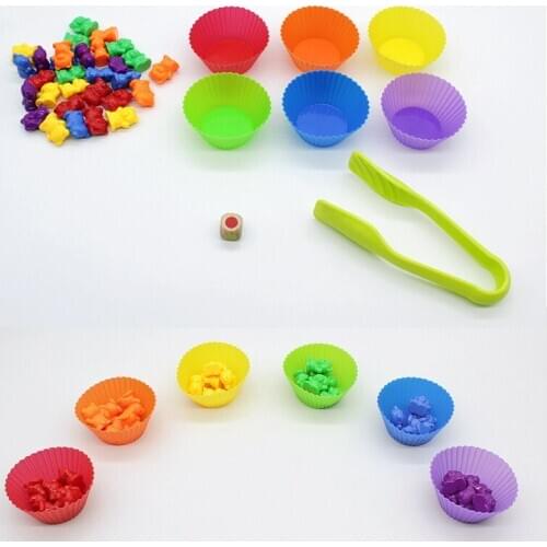Rainbow Muffin Cup Six-Color Bear Childrens Educational Toys Counting Teaching Aids Teach Babies The Colors Of Assorted Toys