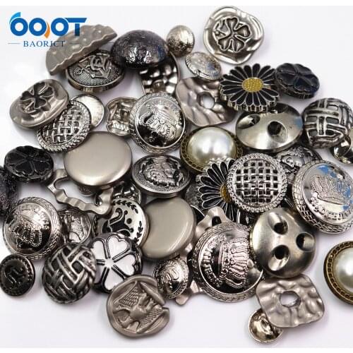 Silver Color Metal Buttons mix any style Sweater Coat Decoration Buttons Accessories DIY 50Pcs/Lot JS-mix004