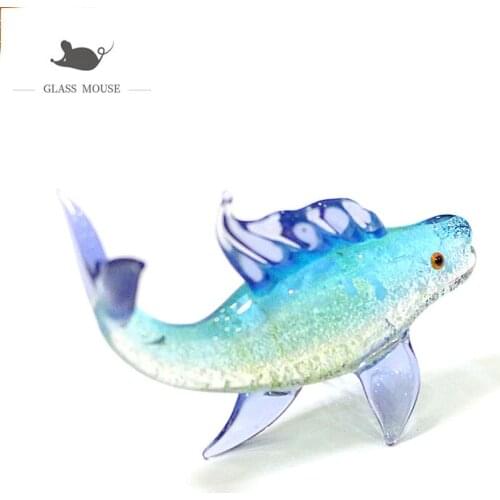 Silver Foil Craft Murano Glass Tropical Fish Figurines Cute Vivid Miniature Sea Animals Ornaments Holiday Party Gifts For Kids
