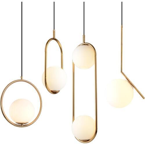 Nordic modern suspension ball glass pendant lights loft decor hanging lamp for living room bedroom kitchen led light fixtures