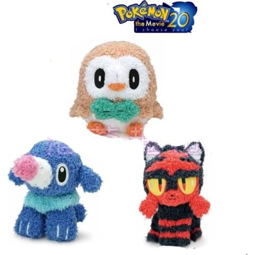 TAKARA TOMY Genuine Pokemon Rowlet Litten Popplio Cute Plush Action Figure Toys