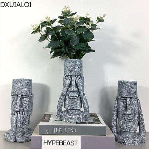 DXUIALOI Creative Abstract Character Sculpture Vase Resin Crafts Home Living Room Desktop Flower Arrangement Vase Decoration