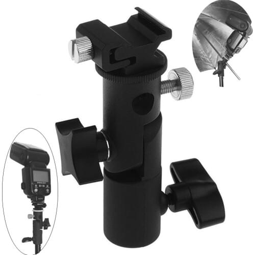 E Shape Universal Metal Flash Bracket Stand Hot Shoe Speedlite Umbrella Holder E Style Lamp Holder Photography accessories