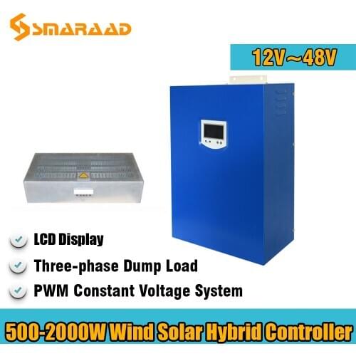 500W 1000W 2000W Wind Solar Hybrid Controller 12V 24V 48V With PWM System And Three-phaseDump Load Wind Turbine Solar Panel Use