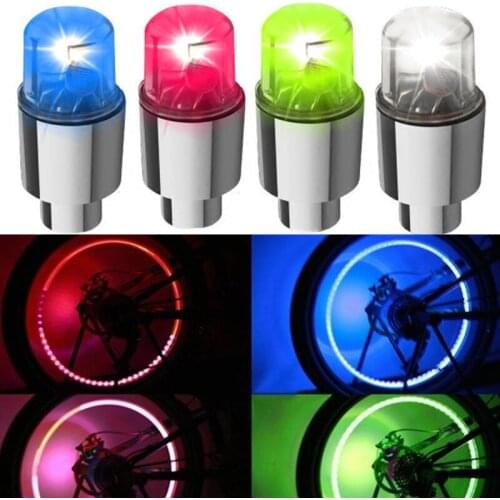 2PCS Waterproof Car Wheel LED Light Motocycle Bike Light Tire Valve Cap Decorative Lantern Tire Valve Cap Flash Spoke Neon Lamp