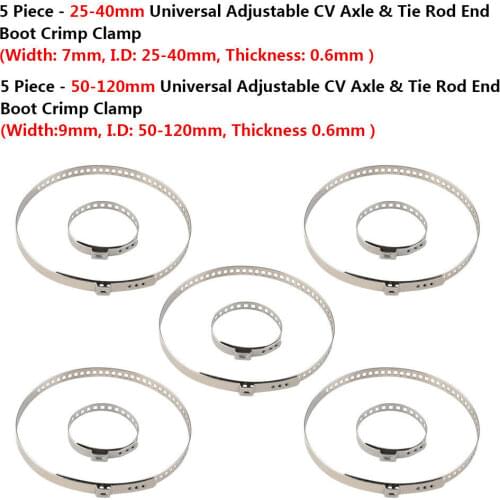 10Pcs/20Pcs High Quality Universal Adjustable AXLE CV Joint Boot Crimp Clamp Kit 25-40mm 50-120mm