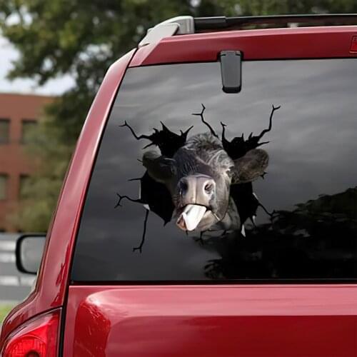 Vivid Cow 3D Printing Glass Window Sticker For Car Decor Decal Cute Animal Wall Sticker Decorative Wallpaper Home Decoration