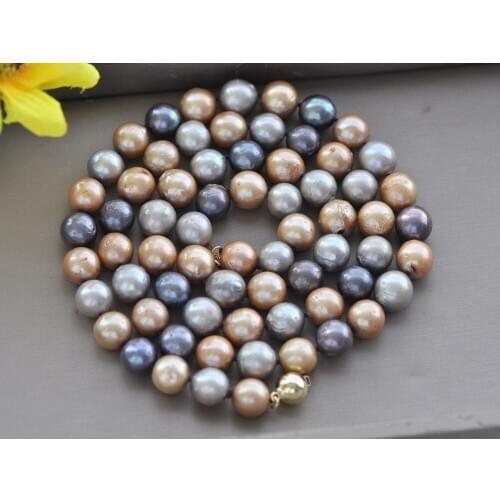 Z10595 8“~33" 12mm Round Black Gray Champagne Edison Keshi Pearl Necklace Bracelet