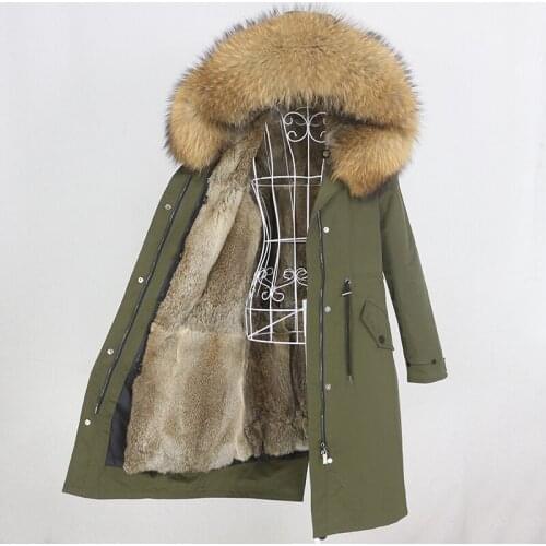 MENINA BONITA X-long Parka Waterproof Winter Jacket Women Natural Raccoon Fox Fur Hood Rabbit Liner Real Fur Coat Detachable