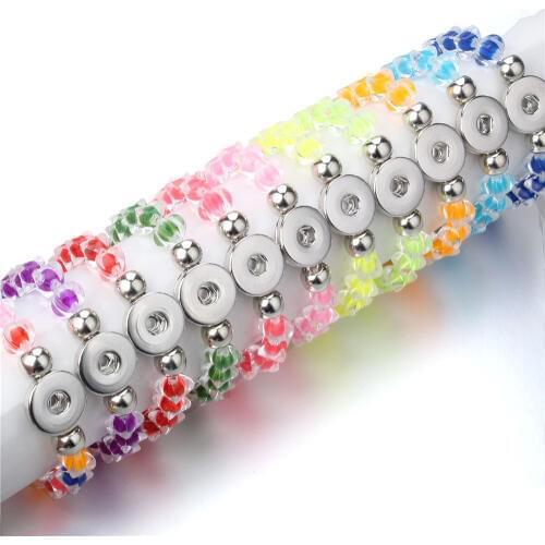 New Snap Jewelry Snap Button Bracelet Handmade 10mm Beads Fit 18mm 20mm Snaps Button Bracelets&Bangles For Women ZE201