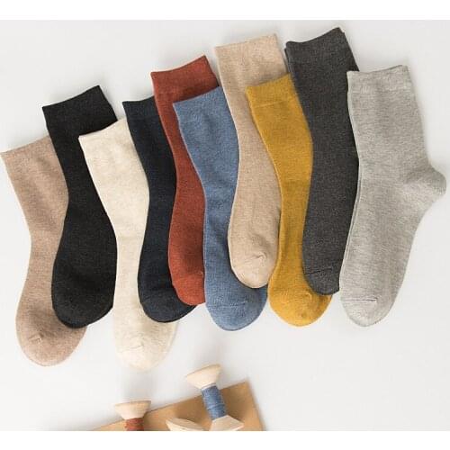 2 pairs/socks Mens fall/winter classic medium tube mens socks all match solid color comfortable cotton mens socks