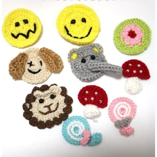 2pc/lot DIY animals Hand crocheted patches for clothes woven flowers appliques for hairpin cashmere sweater