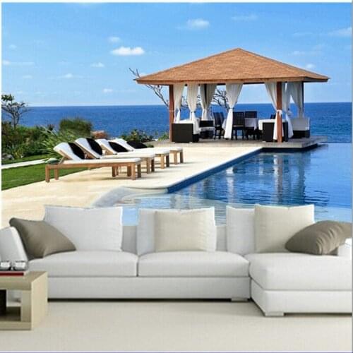 The custom 3D murals,Sea Resorts Sunlounger wallpapers papel de parede, living room sofa TV wall bedroom wall paper