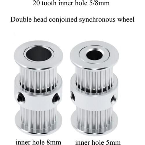 Bore 5/8mm 3D Printer Pulley Aluminum Alloy 20 Teeth Double Head Pulley Gear Drive Wheels 3D Printer Pulley Accessories Tools