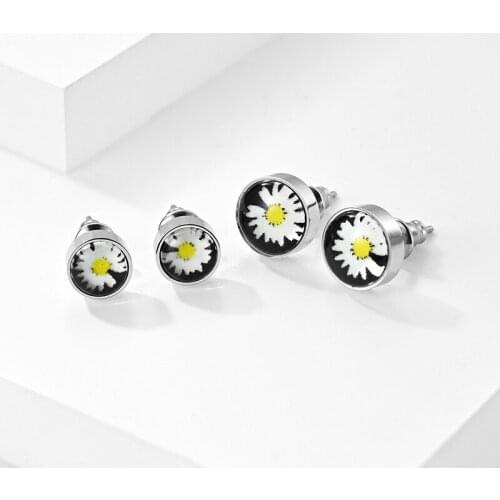 7/9MM Fashion Punk Little Flower Stainless Steel Earrings For Men Women Unisex Ear Syud Party Jewelry Gift