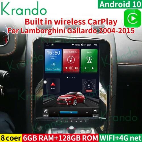 Krando Android 10.0 6G 128G 12.1" Tesla Vertical Screen Car Radio For Lamborghini Gallardo 2004-2015 Head Unit Wireless Carplay