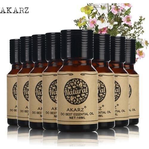 AKARZ Famous brand value meals Jasmine Eucalyptus Tea Tree Citronella Musk Oregano Rose Cherry blossom essential Oils 10ml*8