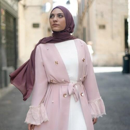 Dubai Abaya Turkey Muslim Fashion Dress Women 2021 Loose Casual Long Sleeve Lace Up Rivet Caftan Moroccan Robes Islam Dresses