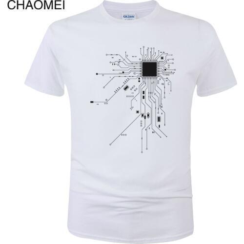 CPU Processor Circuit Diagram T Shirt Men Summer Cotton T-shirt Mens Funny Tops Fashion Tees Homme Brand Unisex Clothes C99