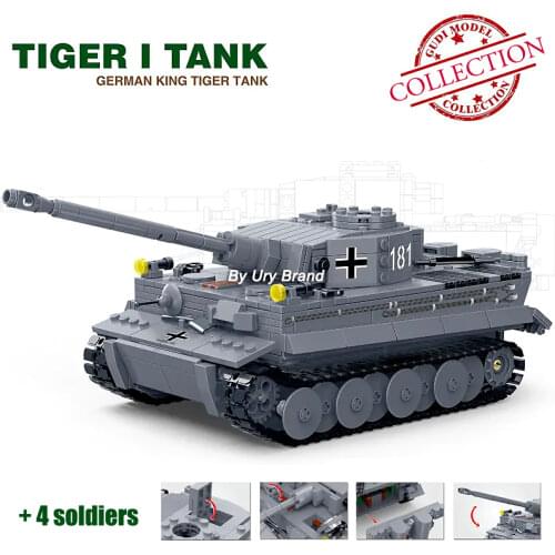 Gudi 6104 German King Tiger Tanks Army With Soldiers Figures Military Series Educational DIY Building Blocks Toys for Children