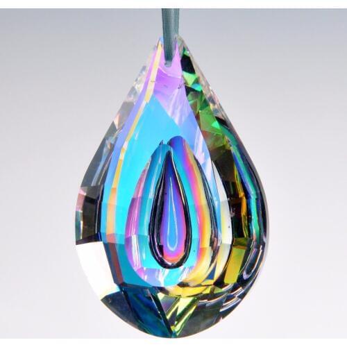 H&D Colorful Lamp Prisms Parts Loquat Shape Chandelier Glass Crystals Hanging Drops Pendants 76mm