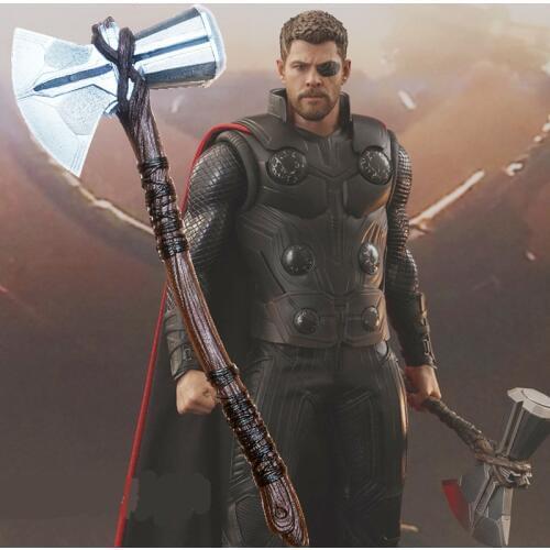 73cm Cosplay 1:1 Axe Hammer Super Hero Storming Thunder Hammer Axe Figure Weapons Model Movie Role Playing PU Toy