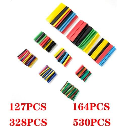 164pcs / 328 PCS / 127pcs / 530 PCS polyolefin sleeve shrink combined heat shrinkable tube insulated cable sleeve 2:1