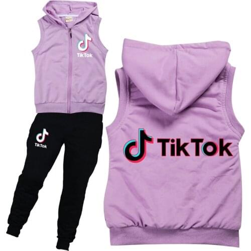TIK TOK Baby Girls Boys Clothing Sets Cartoon Tik Tok Winter Children T Shirt + Vest + Pants Tracksuits Kids Clothes Sport Suit