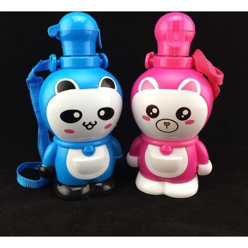 450ML Creative Leakproof Straw Type 3D Cute Cartoon Kids Prevent Choking Drinking Water Bottles Space Bottle