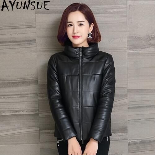AYUNSUE 2020 Genuine Leather Jacket Women Warm Winter Sheepskin Coat Female White Duck Down Jacket Short Mujer Chaqueta 1701